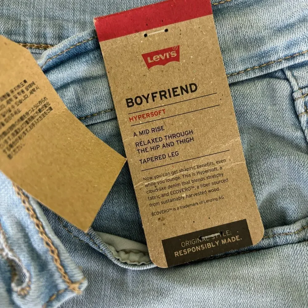 Levi's Boyfriend Jeans Women's Size 31 Mid Rise Relaxed Tapered Stretch Denim